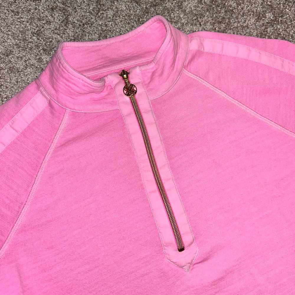 LILLY PULITZER Luxletic Size Medium Ashlee Half Zip Pullover Pink Cotton Coastal